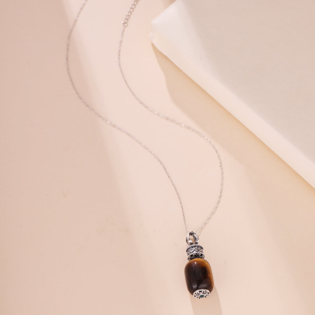Collier Oeil de Tigre – Mantra Mystique, Argent