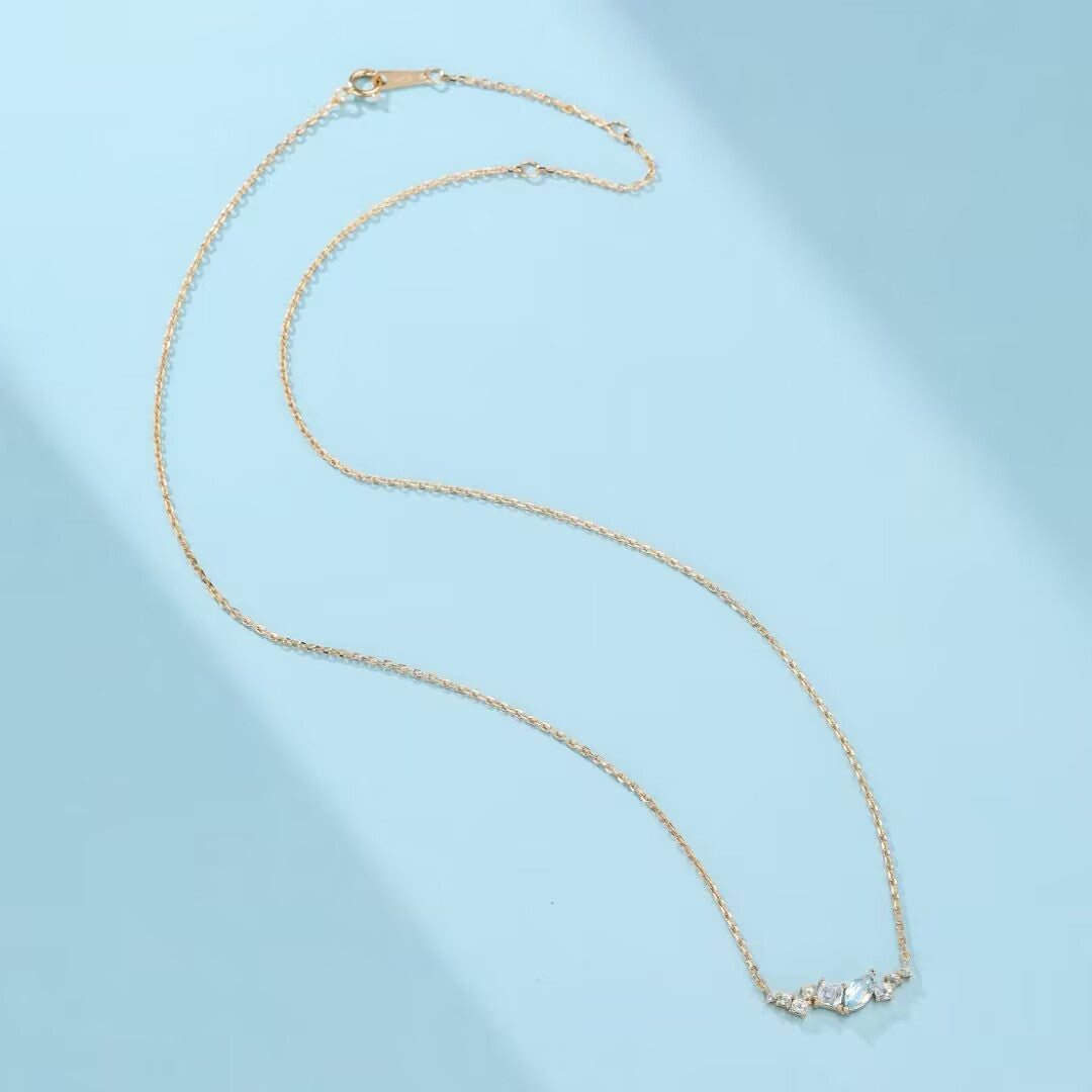 Topaz Necklace â Azure Crown, 14K Gold Plated 925 Sterling Silver