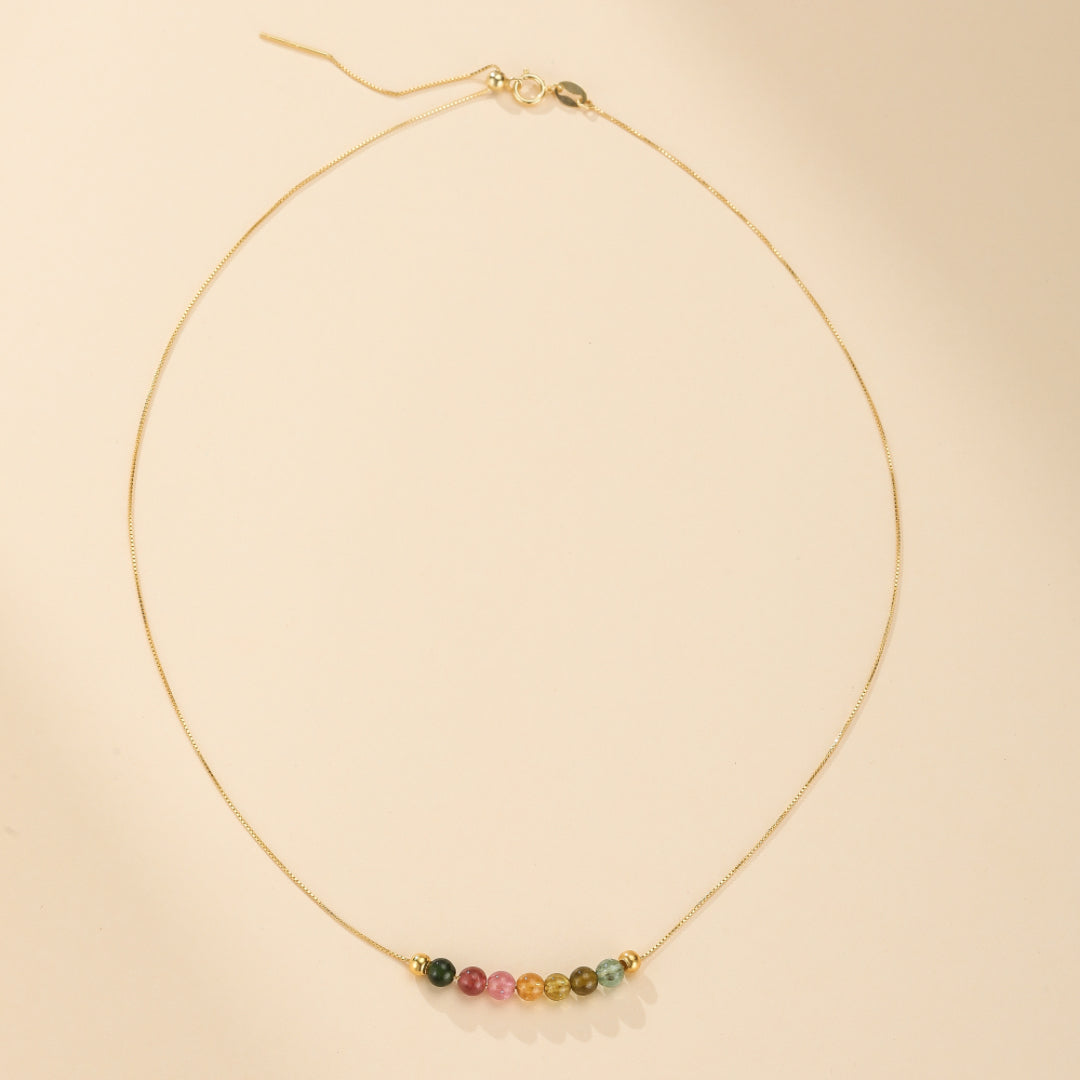 Collier Tourmaline – Arc de Lumière, Argent Plaqué Or