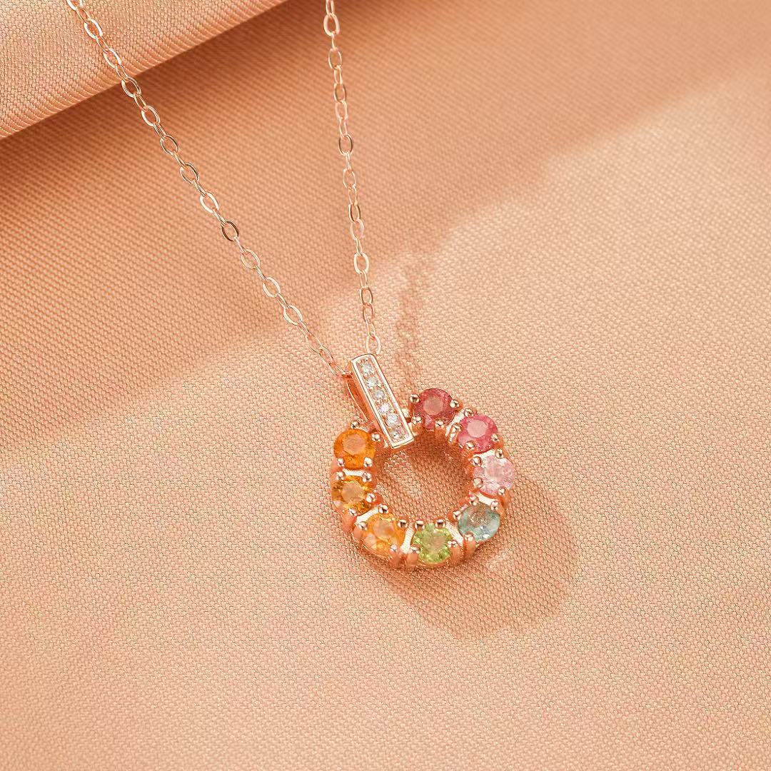Tourmaline Necklace – Circle of Dawn, Gold Plated Silver
