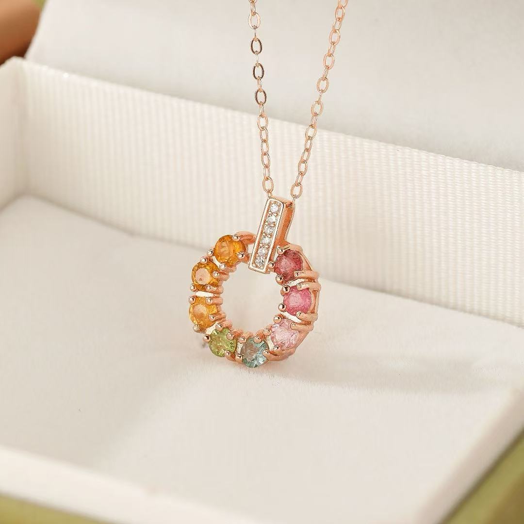 Tourmaline Necklace – Aurora Circle, Gold Plated Silver