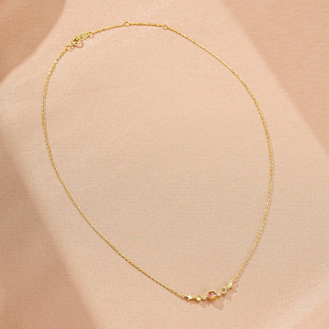 Tourmaline and Topaz Necklace – Elixir of Light, 18K Gold Plated Silver