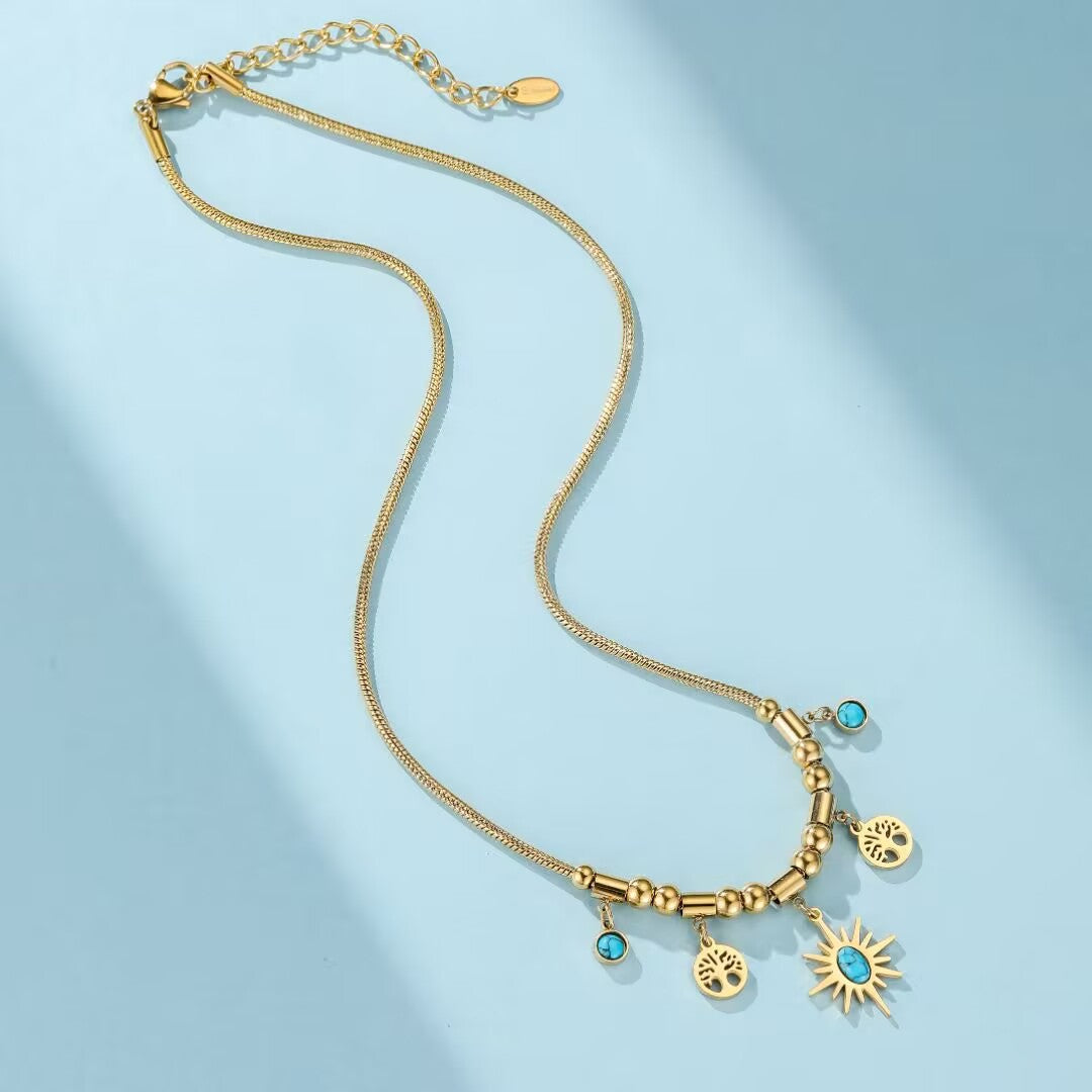 Collier Turquoise Arbre de Vie – Aura Dorée