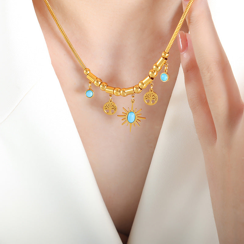 Collier Turquoise Arbre de Vie – Aura Dorée