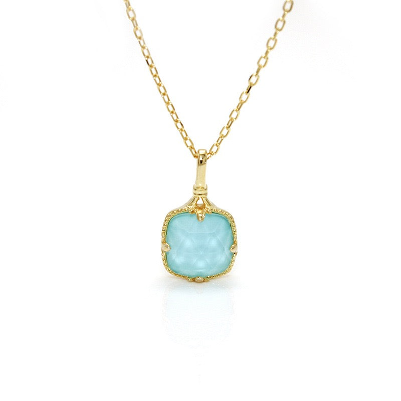 Collier Turquoise – Étreinte du Ciel, Argent Plaqué Or