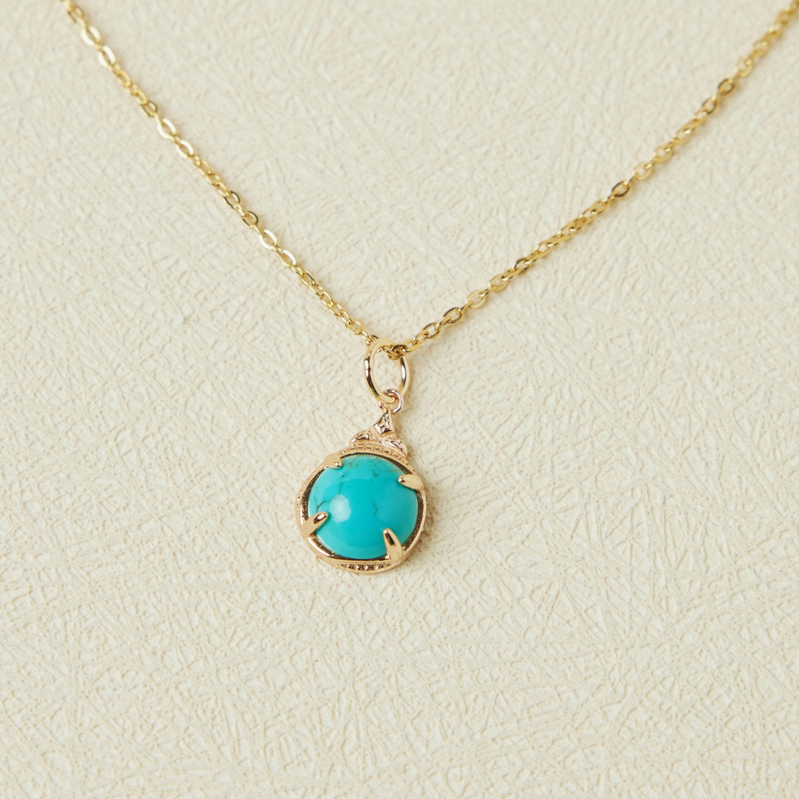 Collier Turquoise – Ovale Enchanté, Argent Plaqué Or