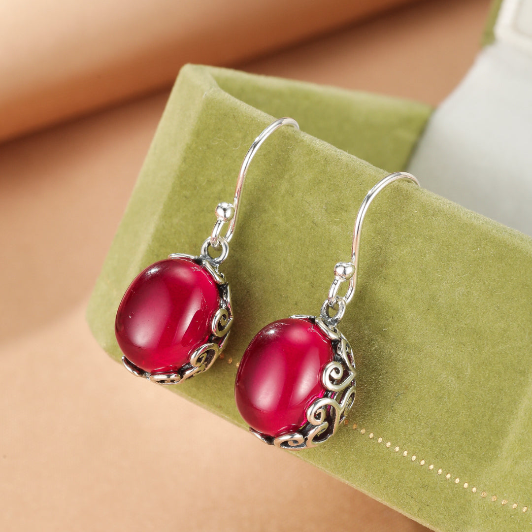 Boucles d’Oreilles Cornaline – Reflets d’Orient, Argent