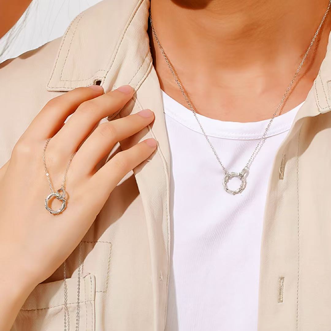Couple Necklace – Raw Link, Silver