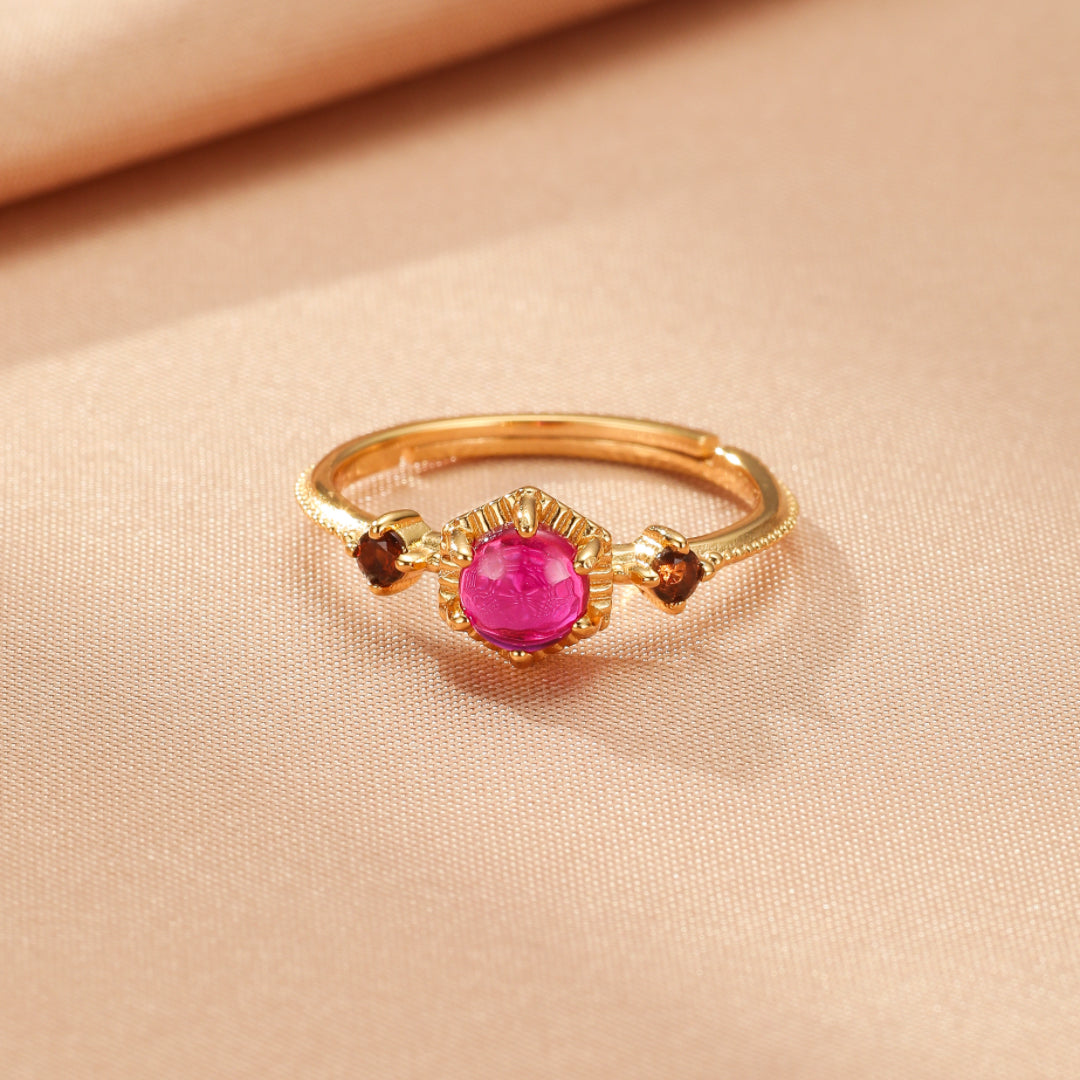 Bague Cornaline – Flamme Royale, Argent Plaqué Or