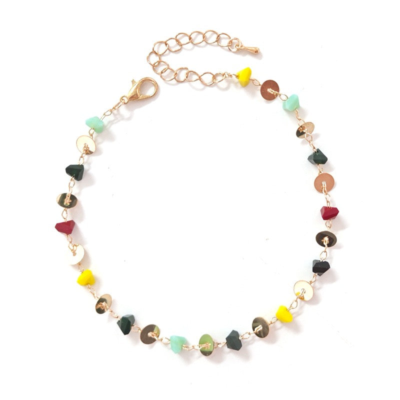 Bracelet de Cheville Agate – Éclat Coloré, Matière Mystérieuse