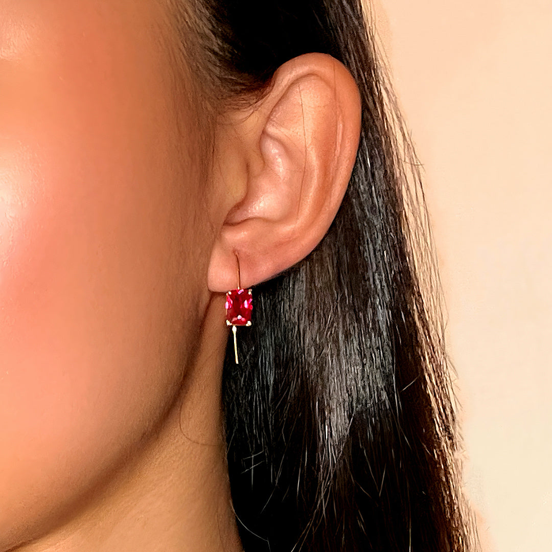 Boucles d’Oreilles Cornaline – Élégance Pourpre, Argent Plaqué Or