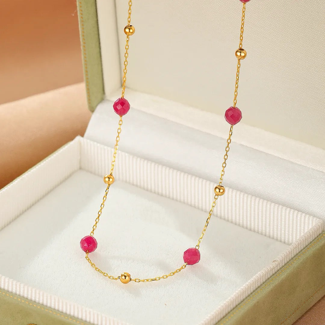 Collier Cornaline – Lumière Passionnée, Argent Plaqué Or