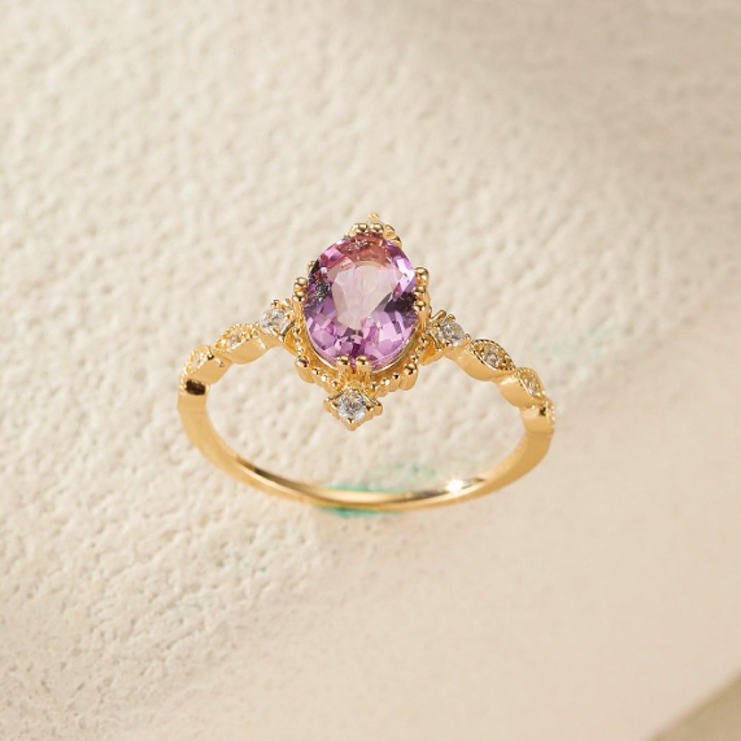 Bague Améthyste – Calme Royal, Argent Plaqué Or