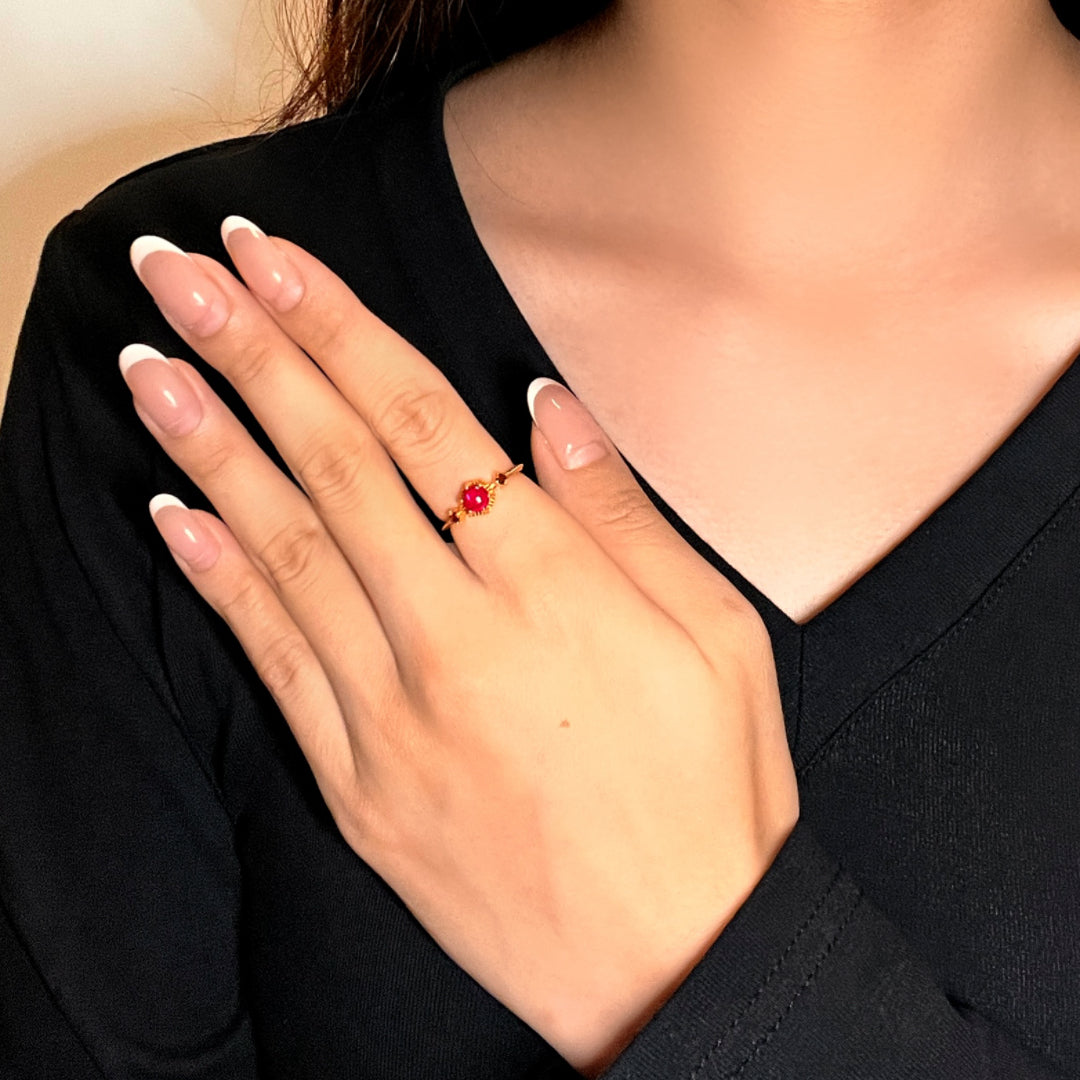 Bague Cornaline – Flamme Royale, Argent Plaqué Or