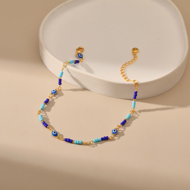 Bracelet de Cheville – Œil Malicieux Énigmatique, Plaqué Or