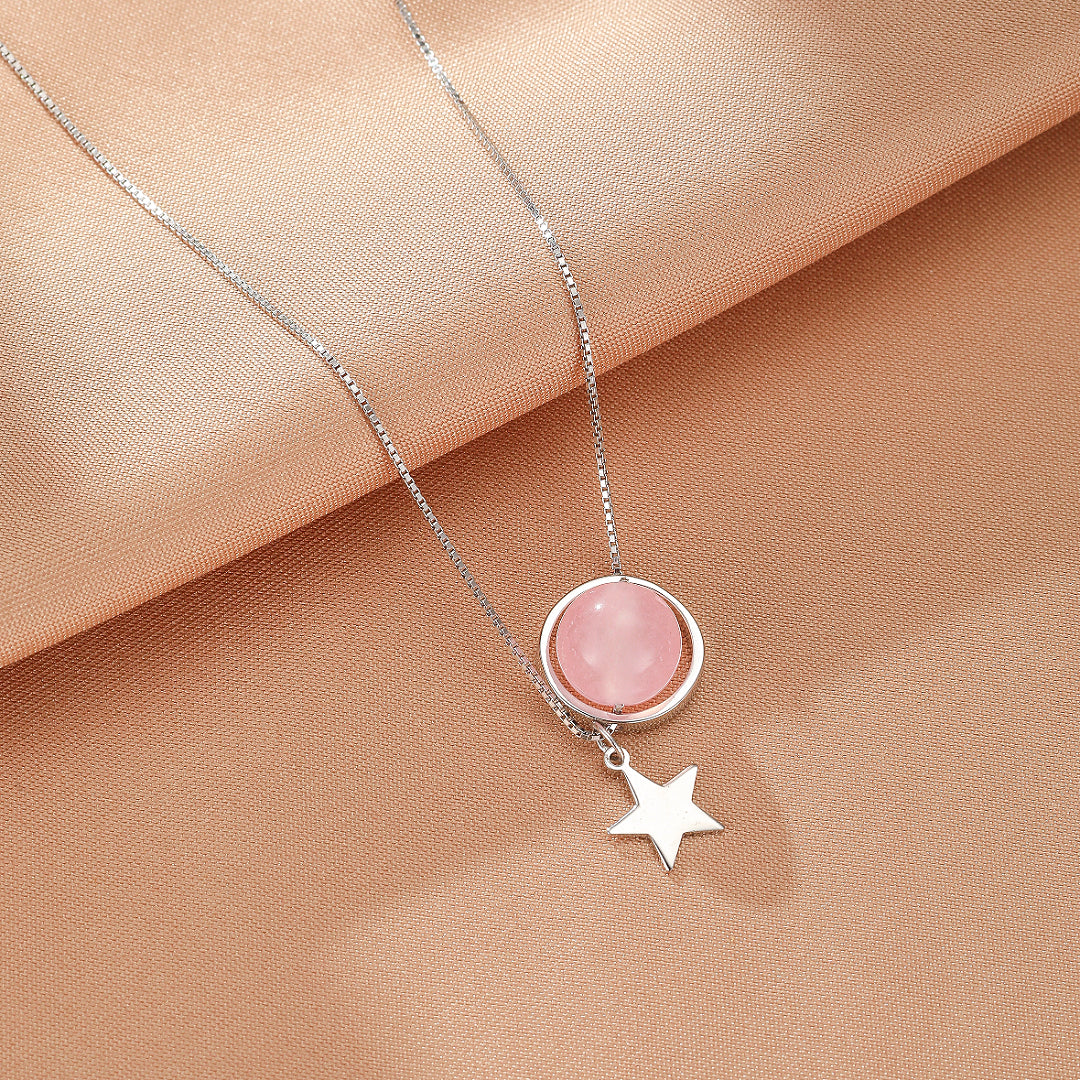 Collier Quartz Rose – Rêve Astral, Argent