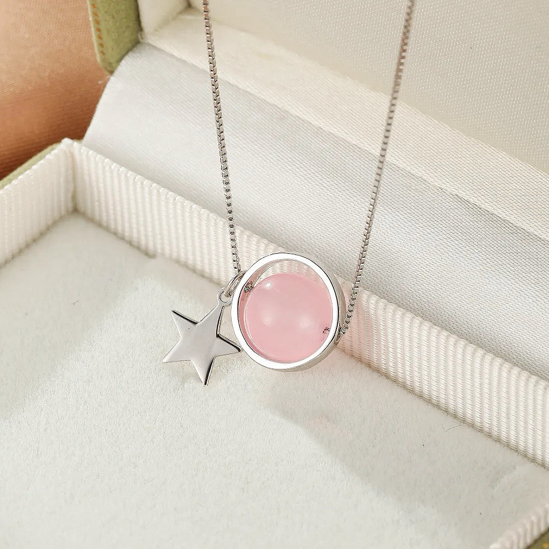 Collier Quartz Rose – Rêve Astral, Argent