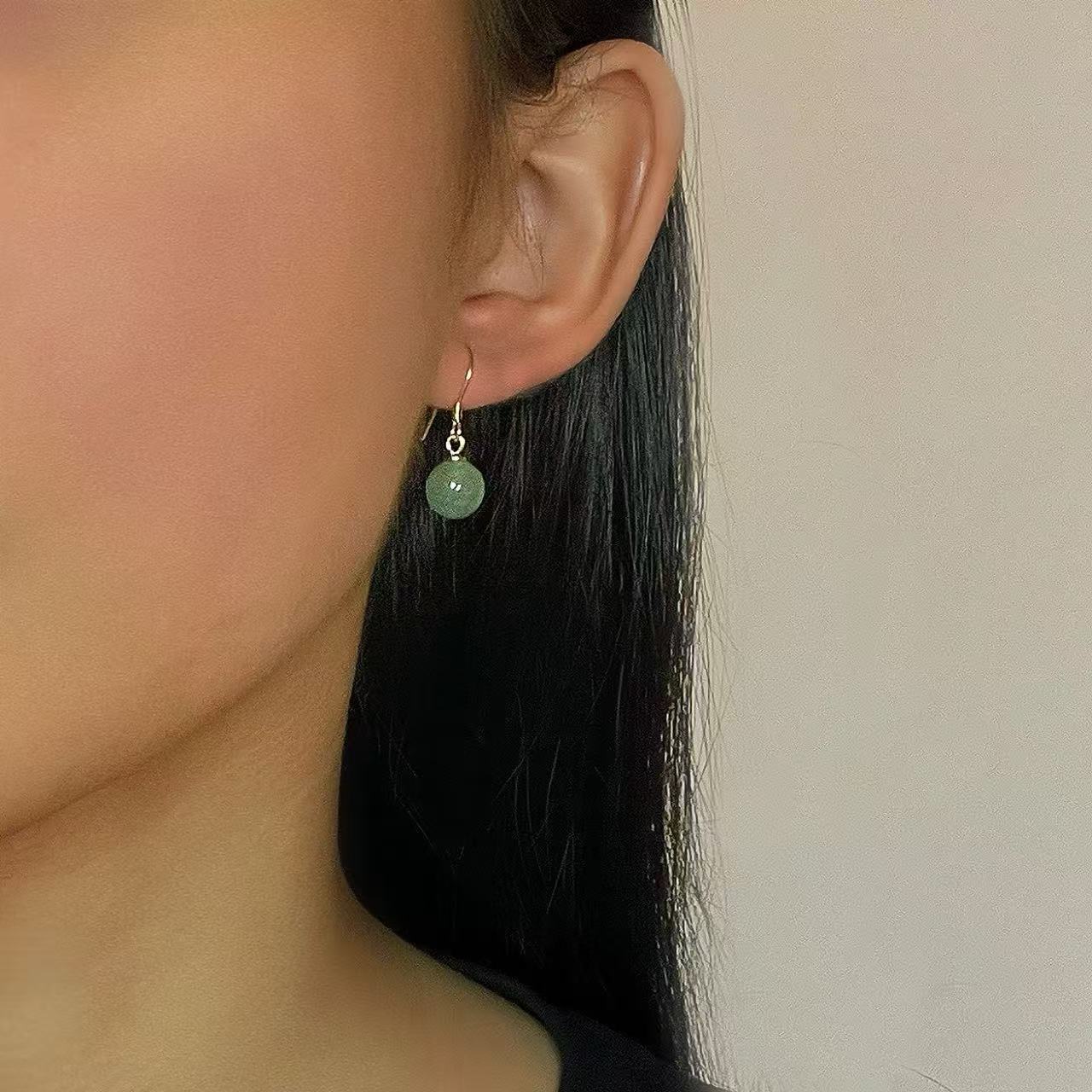 Boucles d’oreilles Aventurine – Éclat Doux, Argent
