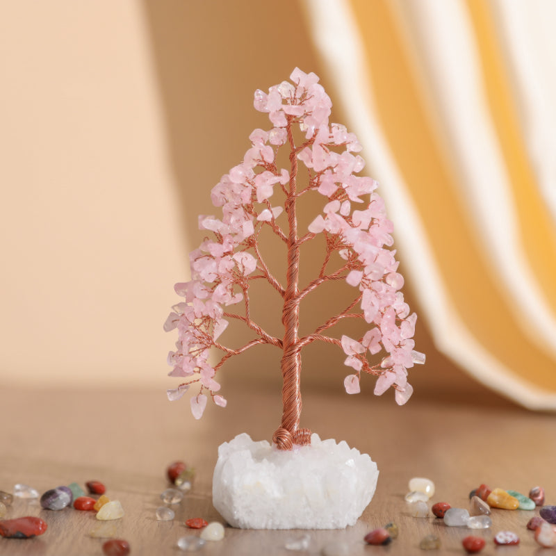 Éclats de Nature – Arbre de Vie en Pierres Naturelles avec Base Quartz Clair