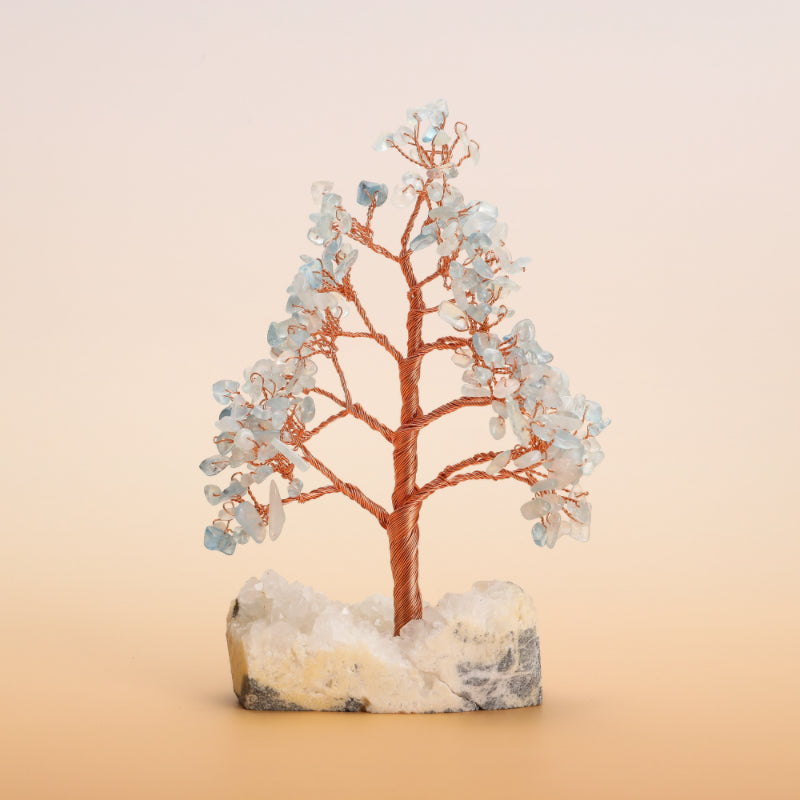 Éclats de Nature – Arbre de Vie en Pierres Naturelles avec Base Quartz Clair