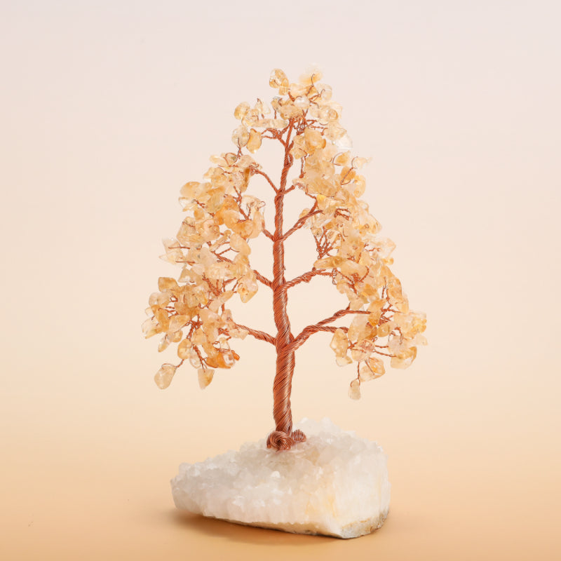 Éclats de Nature – Arbre de Vie en Pierres Naturelles avec Base Quartz Clair
