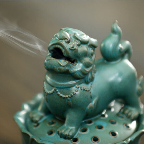 Encensoir "Garde-Bonheur" Pi Xiu et Lotus en Céramique
