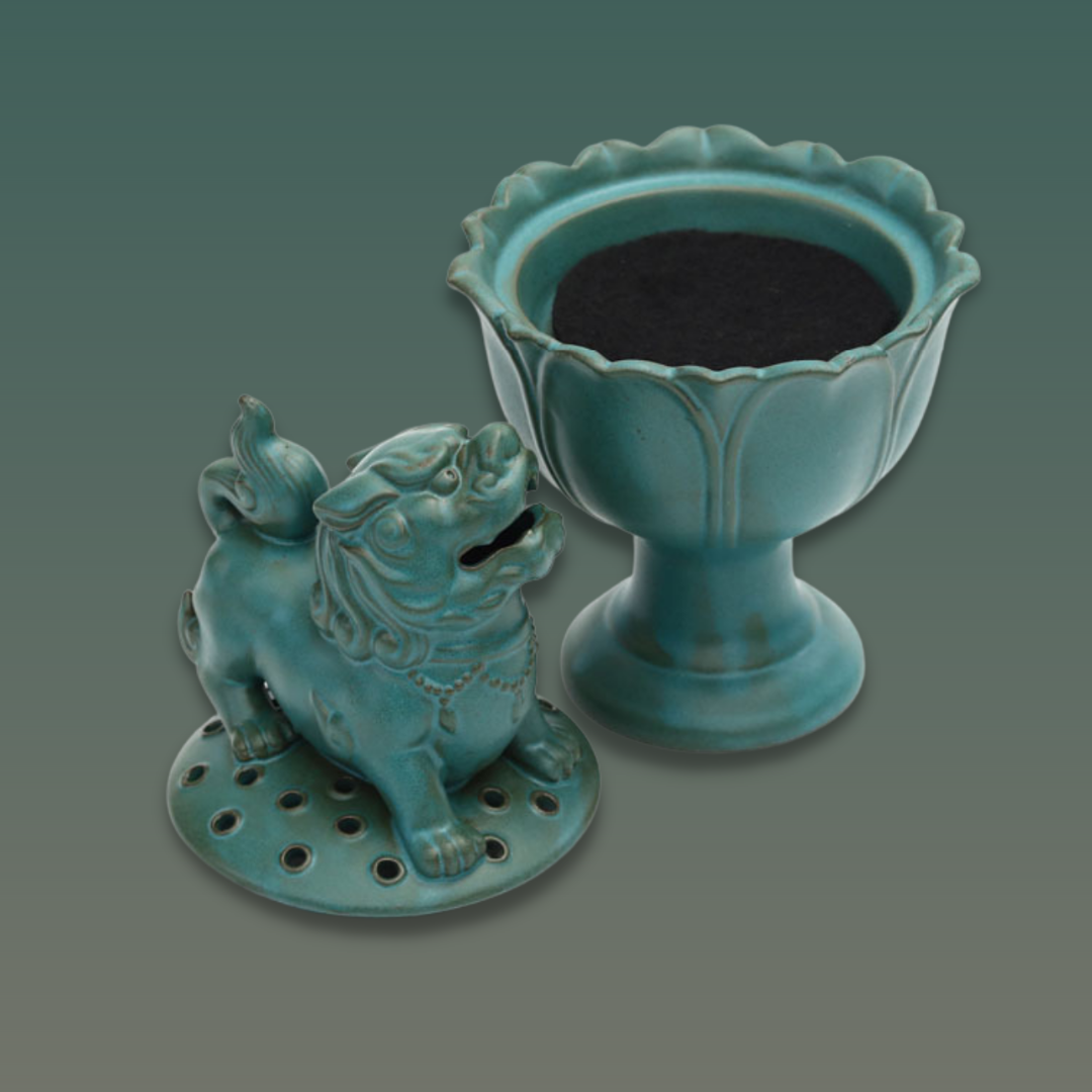 Encensoir "Garde-Bonheur" Pi Xiu et Lotus en Céramique