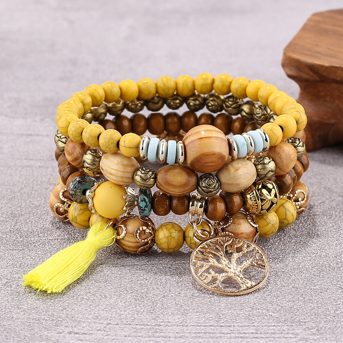 Bracelet Arbre de Vie 'Abondance' en Bois