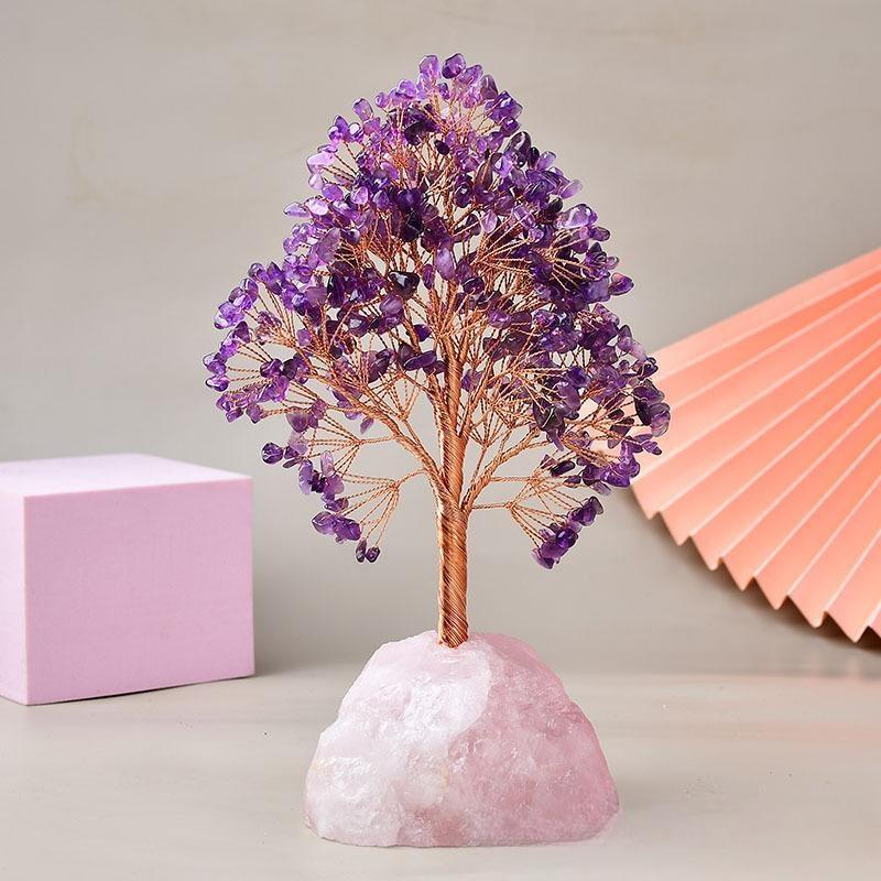 Générosité – Arbre de Vie avec Base en Quartz Rose