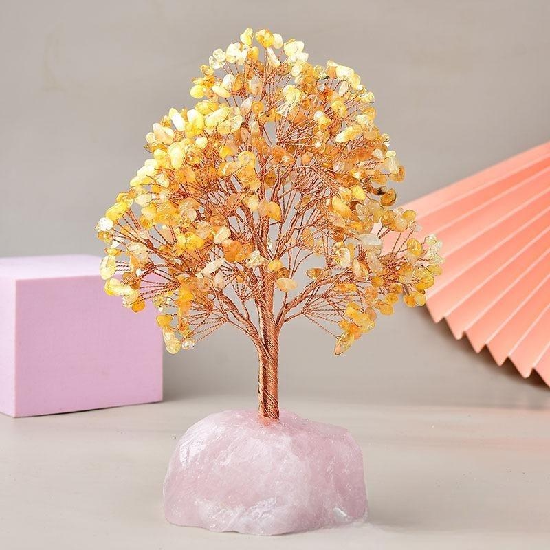 Générosité – Arbre de Vie avec Base en Quartz Rose