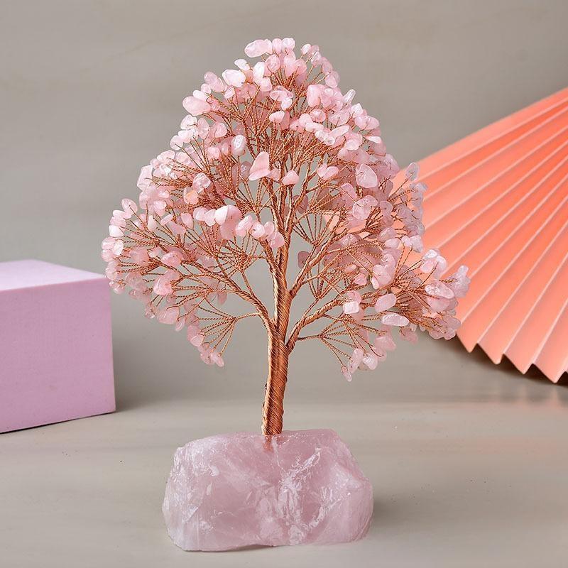 Générosité – Arbre de Vie avec Base en Quartz Rose