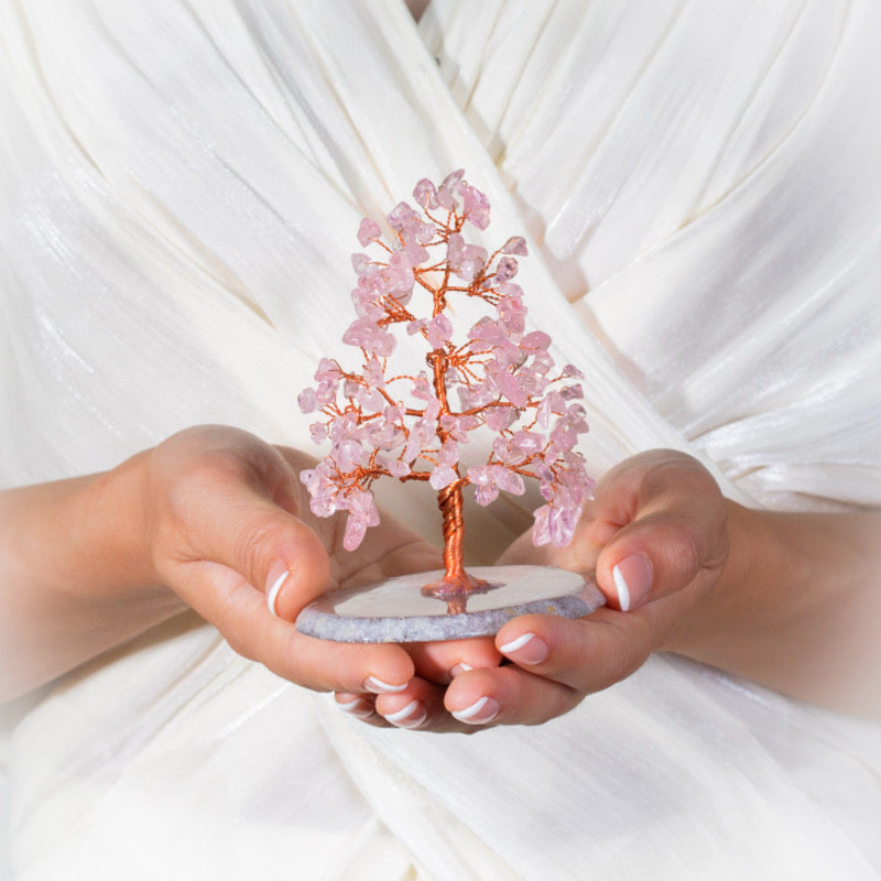 Harmonie Amoureuse – Arbre de Vie en Quartz Rose