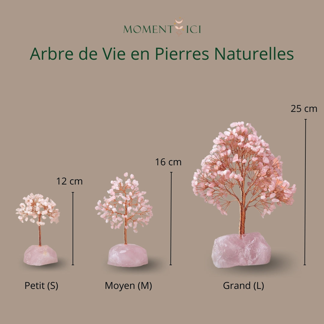 Joie de Vivre – Arbre de Vie avec Base en Quartz Rose