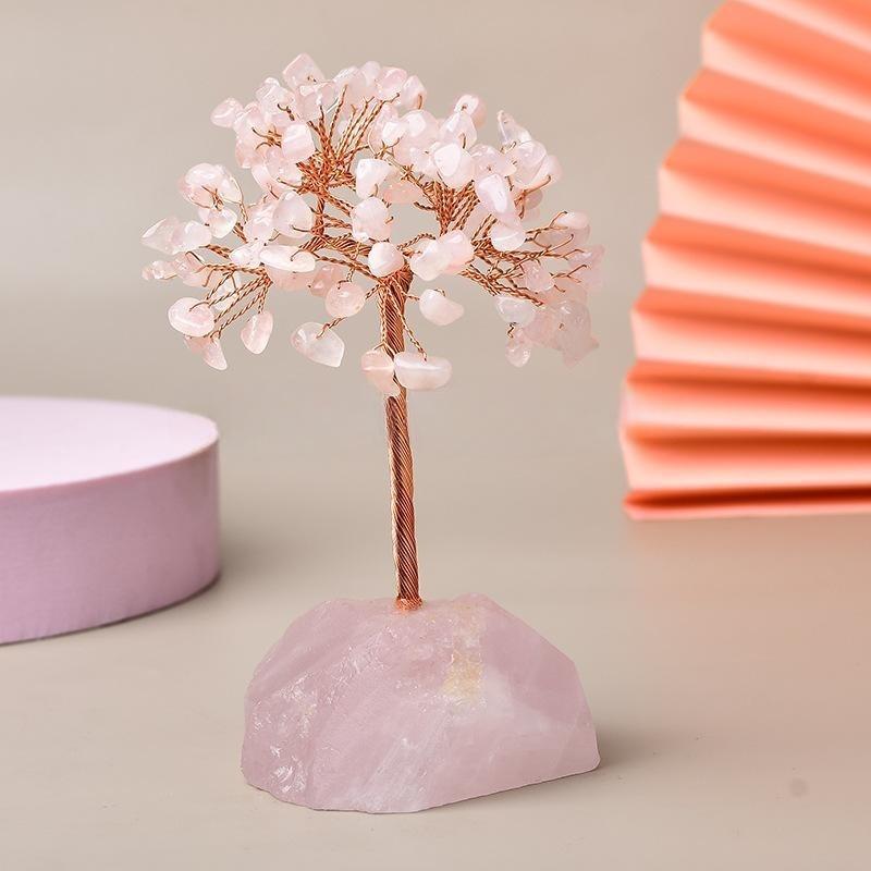 Joie de Vivre – Arbre de Vie avec Base en Quartz Rose