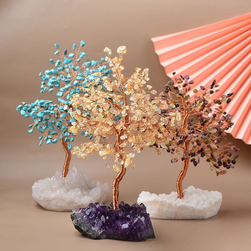 Orée Enchantée – Arbre de Vie en Citrine, Tourmaline ou Turquoise