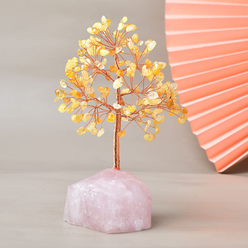 Plaisir – Arbre de Vie avec Base en Quartz Rose