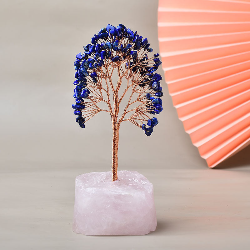 Plaisir – Arbre de Vie avec Base en Quartz Rose