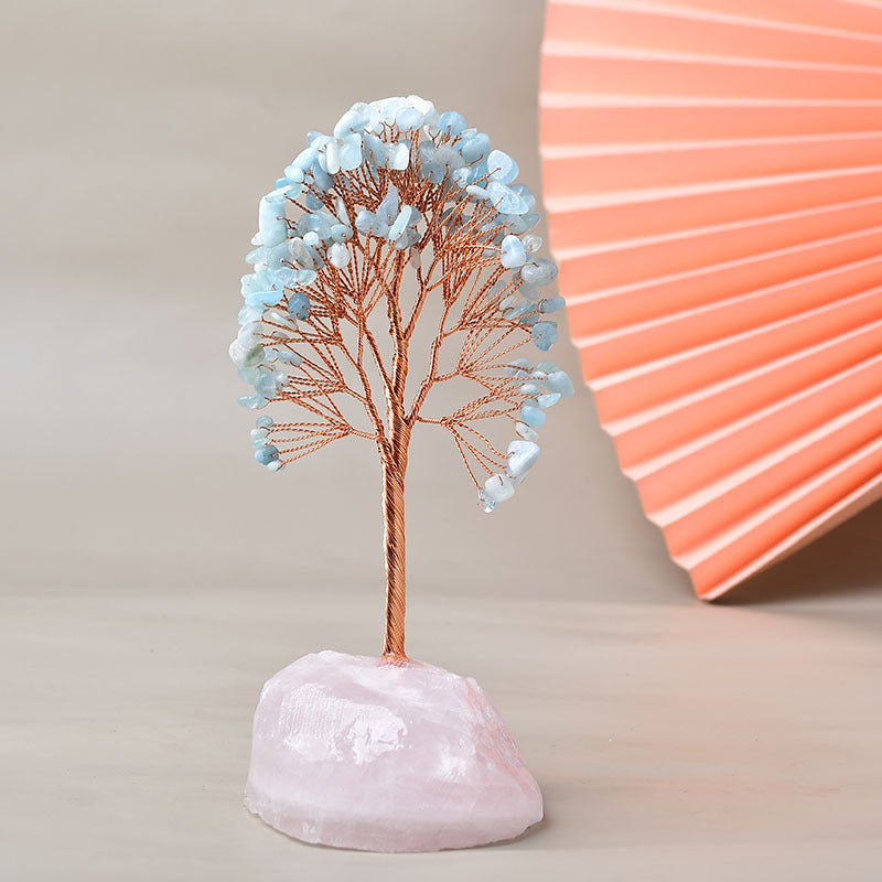 Plaisir – Arbre de Vie avec Base en Quartz Rose