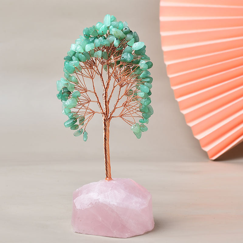 Plaisir – Arbre de Vie avec Base en Quartz Rose