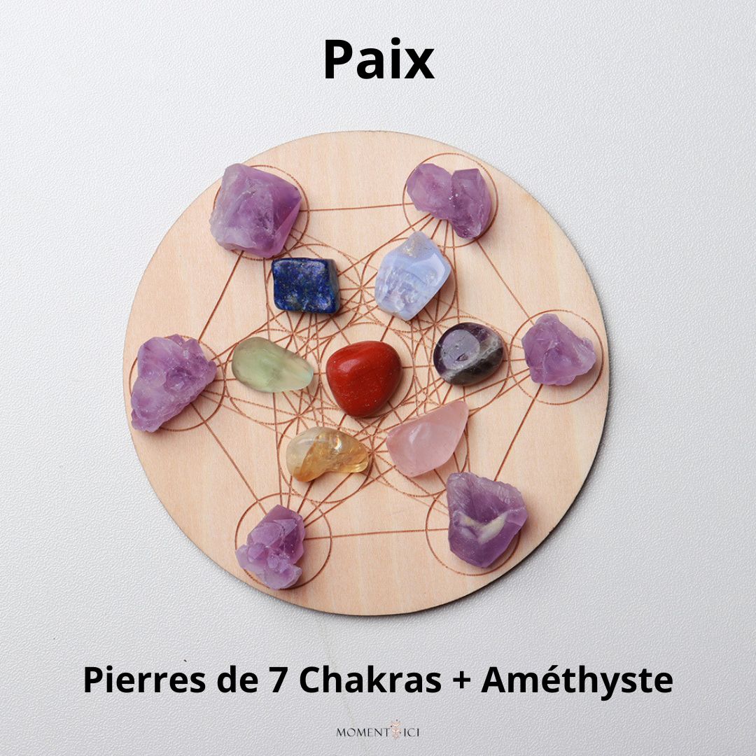 Plateau 7 Chakras en Pierres Naturelles