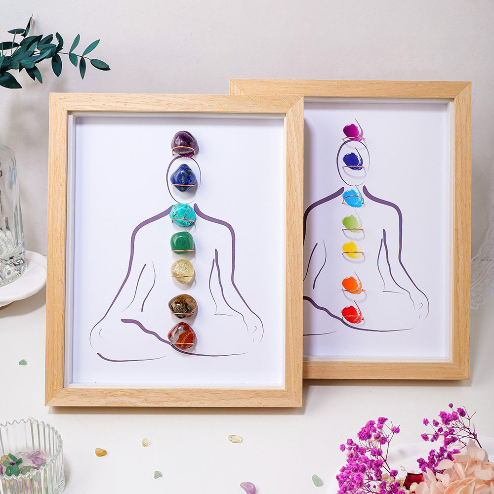 Plateau 7 Chakras 'Harmonia' Pierres Naturelles en Cadre