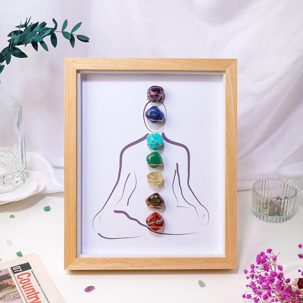 Plateau 7 Chakras 'Harmonia' Pierres Naturelles en Cadre