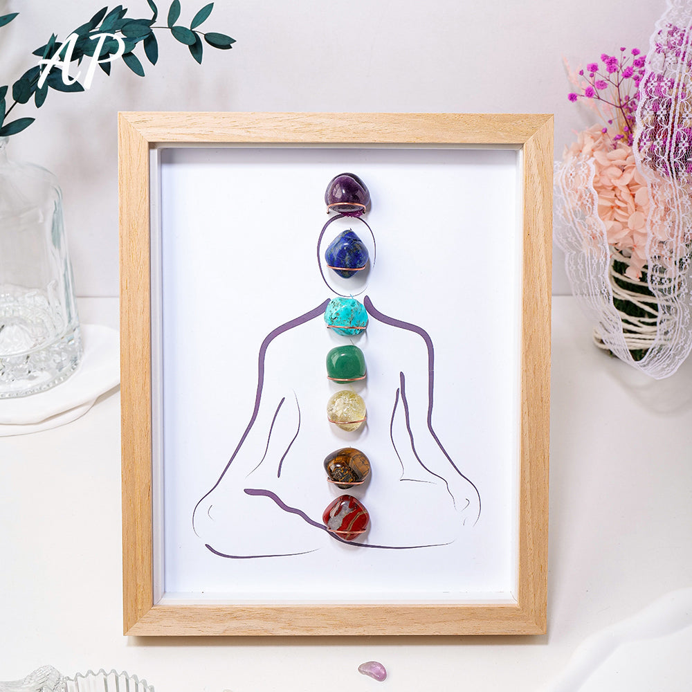 Plateau 7 Chakras 'Harmonia' Pierres Naturelles en Cadre