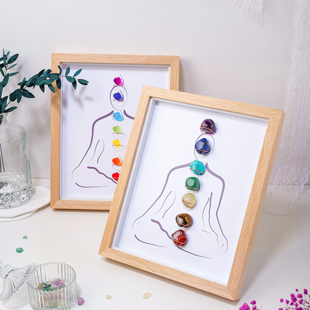 Plateau 7 Chakras 'Harmonia' Pierres Naturelles en Cadre