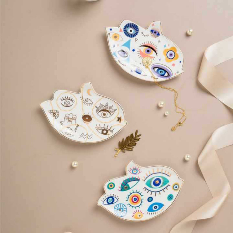 Evil Eye Decorative Tray – Bird Charm, Ceramic