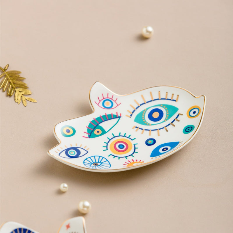 Evil Eye Decorative Tray – Bird Charm, Ceramic