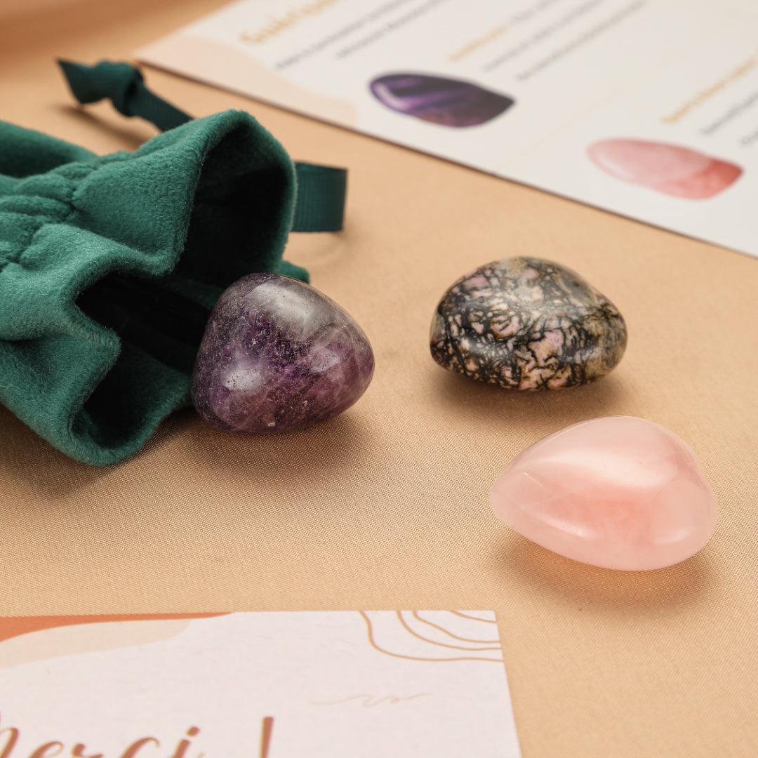 Pochon de pierres roulées – Guérison du Cœur