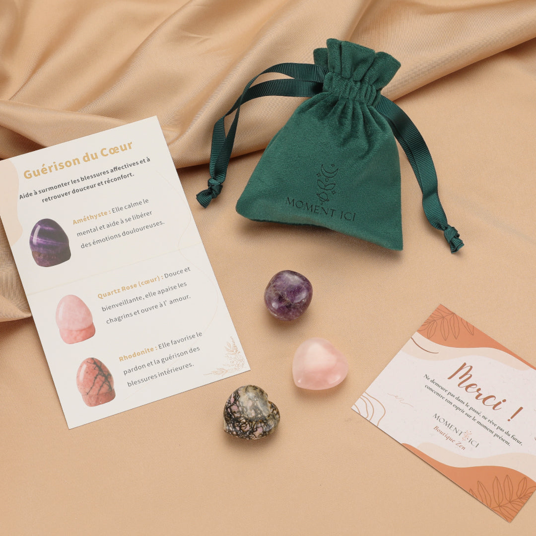 Pochon de pierres roulées – Guérison du Cœur