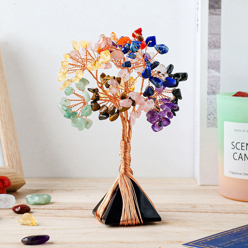 Positivité - Arbre de Vie et Pyramide en Pierres de 7 Chakras