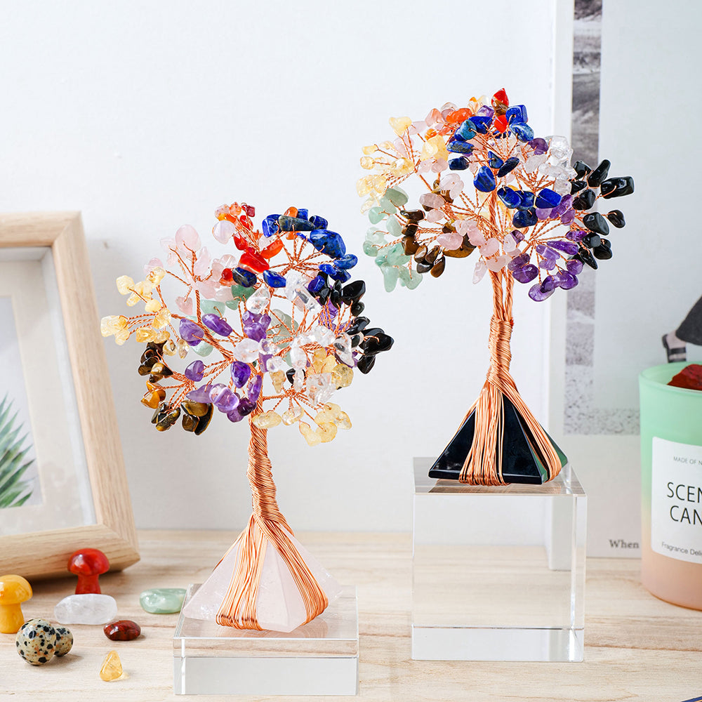 Positivité - Arbre de Vie et Pyramide en Pierres de 7 Chakras